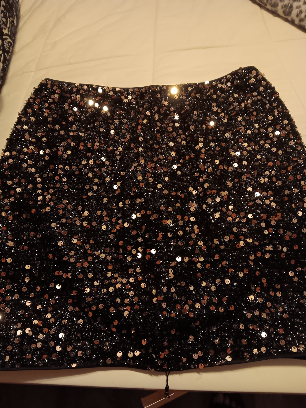 SHEIN Black Sequin Mini Skirt with Metallic Accents